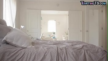 Curvy ts barebacked in interracial duo after sucking cock